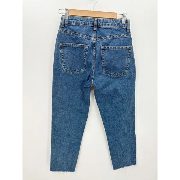 Free People We‎ The Free Tapered Mom Jeans Raw Hem Blue Women Size 25 OB817396 - Image 2