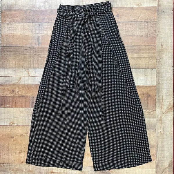 Zara Black/ White Polkadot Wide Leg Pants Size M - Image 3