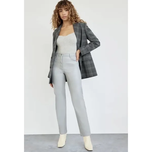 Aritzia Pant Melina High-Rise Straight-Leg‎ Vegan-Leather Marble Grey 2 NWT - Image 9