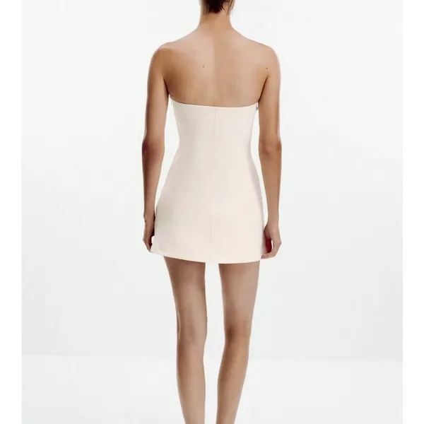 Zara NWT white thick structured cinched waist flare hem mini dress - Image 7