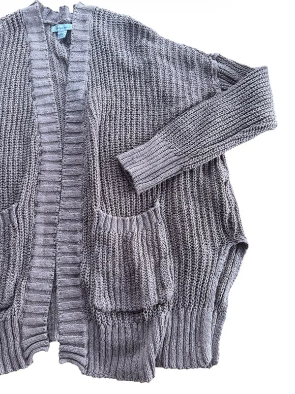 American Eagle Oversized Shaker Stitch Cardigan Sweater Mauve Taupe XXS Pockets - Image 3