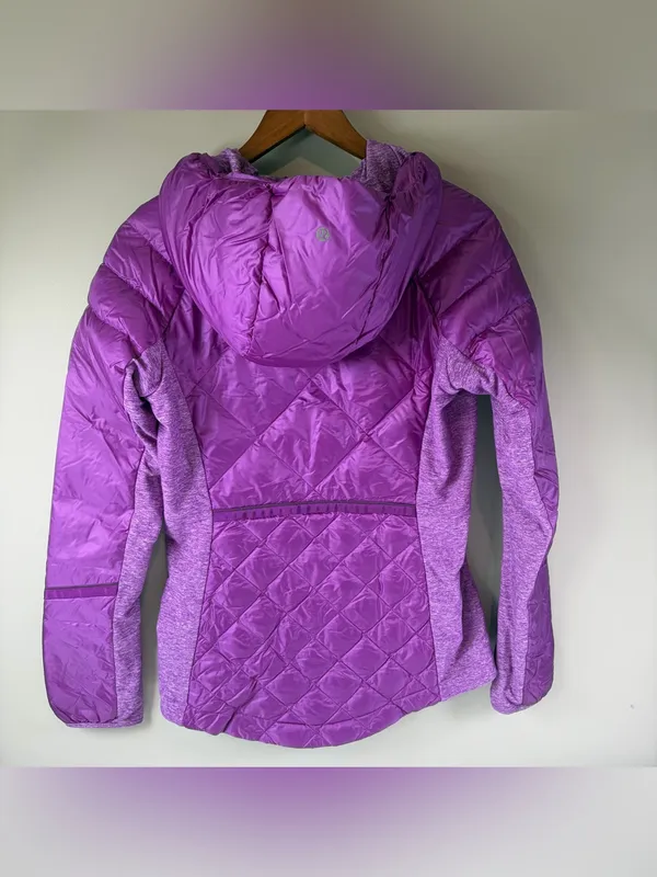 Lululemon Goose Down For A Run Zip Up Violet Puffer Quilted Coat Women's Sz 8 - Image 2