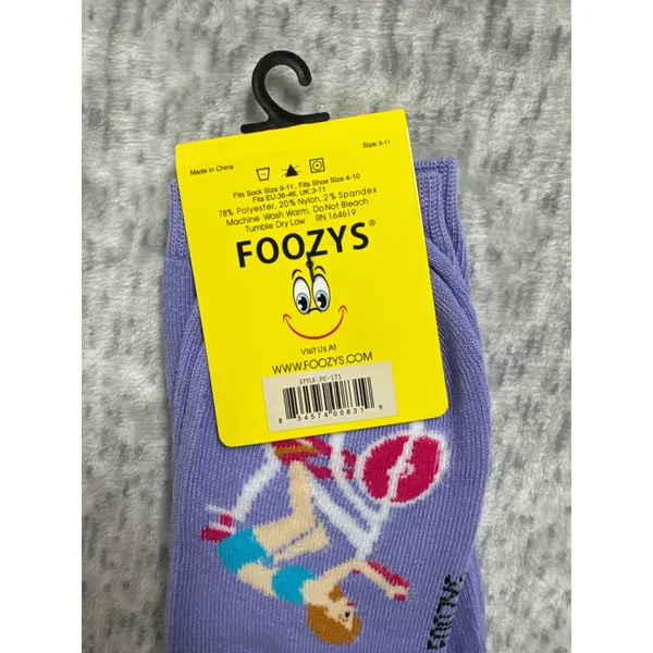 Foozys Purple Spin Class Cycling Novelty Crew Socks Fits Shoe‎ Size 4-10 FC-171 - Image 2