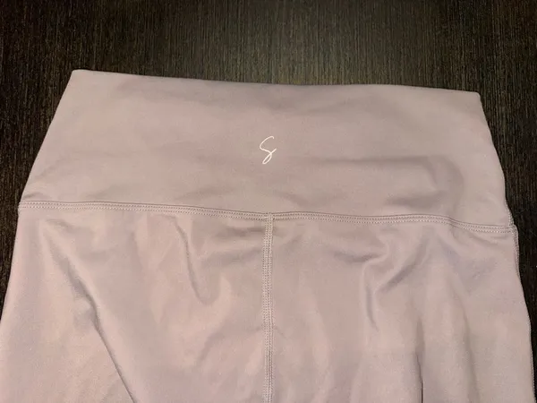 High-Waist Flared Leggings in Light Taupe Front Slit Flare Tights - Image 3