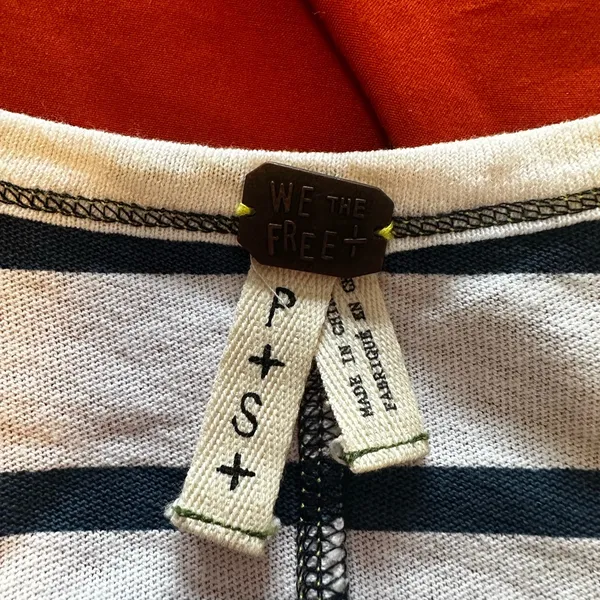 Free People navy blue and‎ white striped inside-out style top.size s - Image 5