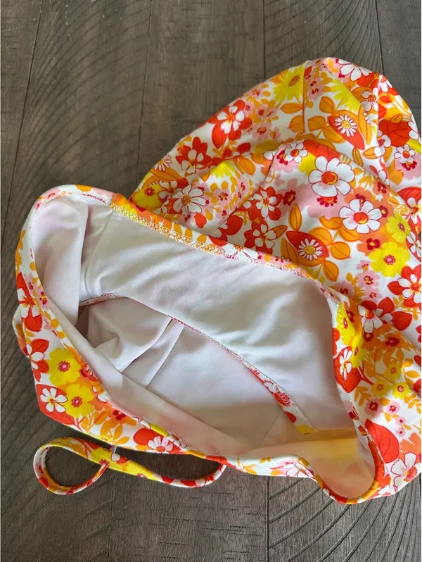 Aerie Tropical Print One Piece Bandeau Swimsuit Retro Floral Women’s Small - Image 8