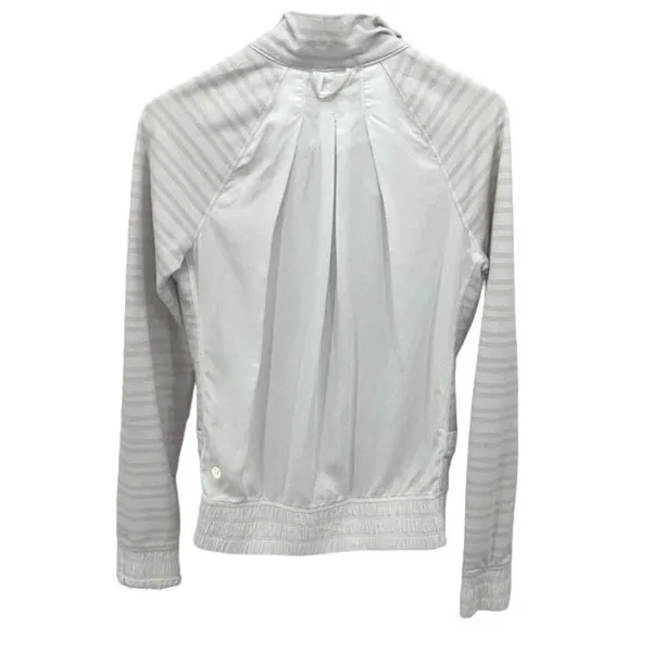 Lululemon Womens Twin Stripe Nimbus Full Zip Blissed Out Jacket White Gray Small - Image 3