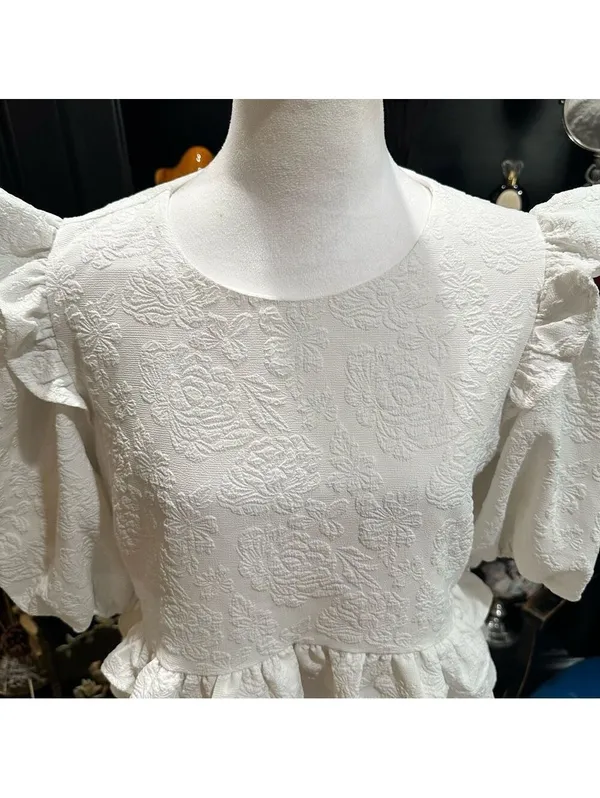Anthropologies Free the Roses White Rose Tiered Blouse Size M - Image 3