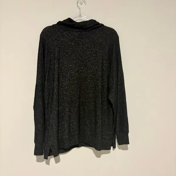 Member’s mark Soft Stretchy cowl neck lounge Sweater Pockets marled black XL‎ - Image 2