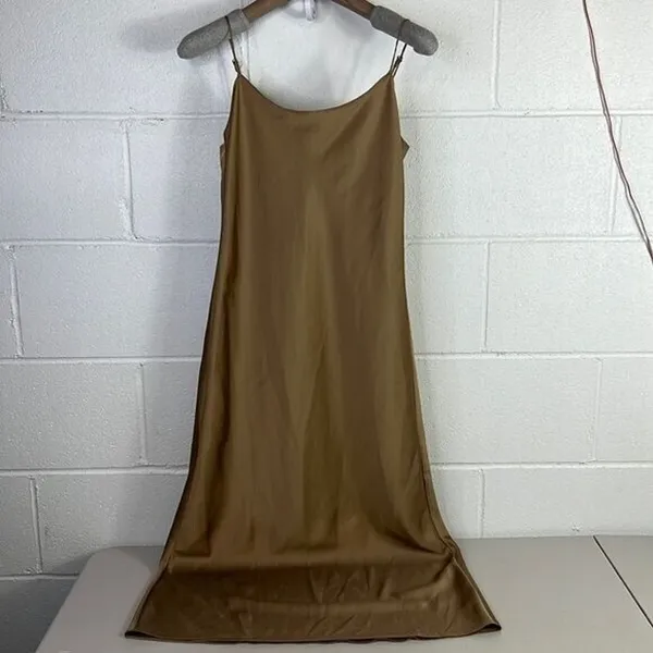 NWT sz 00 xs J. Crew Gwyneth slip dress in luster charmeuse Camel BV496 xs - Image 3