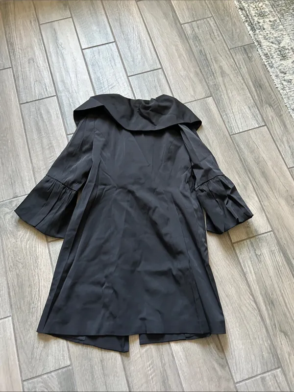 AB Studio Black Double-Breasted Trench Coat with Shawl Collar - Image 4