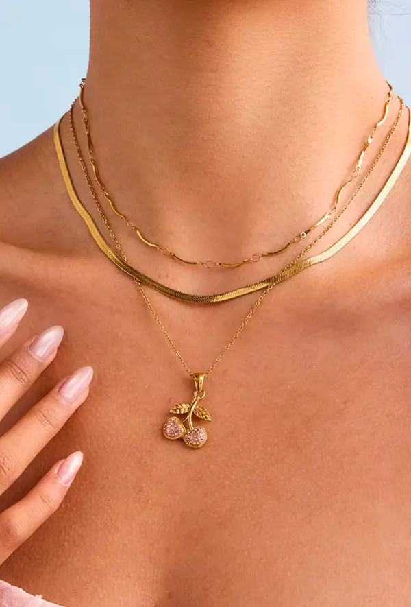 Cherry pink gold necklace - Image 3