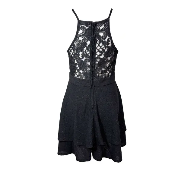 Three Pink‎ Hearts Glitter Lace Dress Juniors L Whimsigoth HoCo Party Wedding - Image 3
