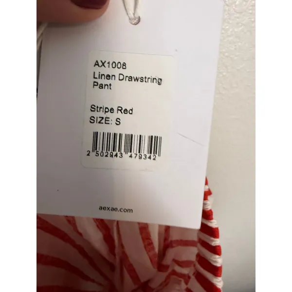 Aexae Revolve Red White Striped Linen Drawstring High Rise Wide Leg Pants Small - Image 11
