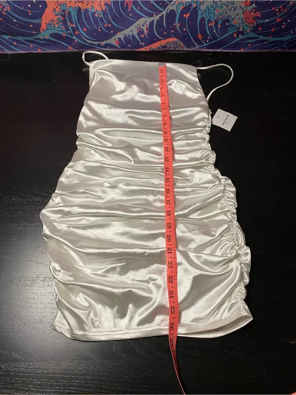 Better Be White Satin Ruched Slip Dress - Image 5