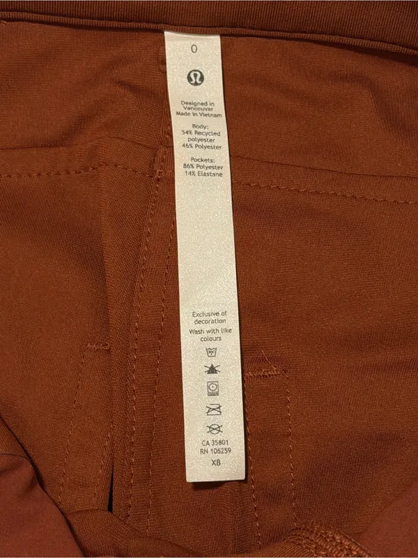 Lululemon City Sleek 5 Pocket 7/8 Pant Dark Terracotta Size 0 - Image 9