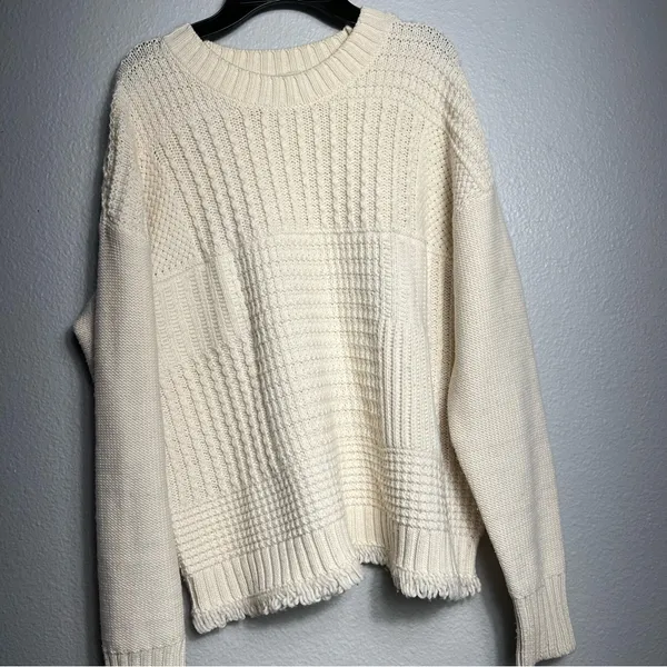 Madewell Stitchmix Cropped Pullover Sweater Womens Size Small Cream‎ Soft - Image 4