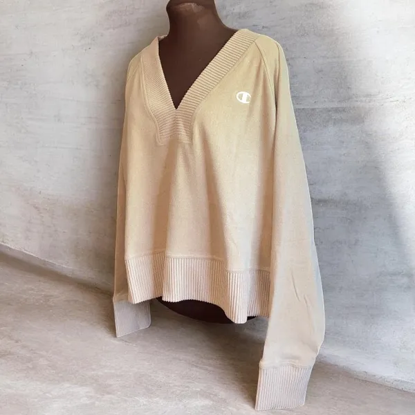 🆕 Champion Women's Soft Touch Rib Mix Pullover Simply Nude Heather 2XL XXL - Image 2