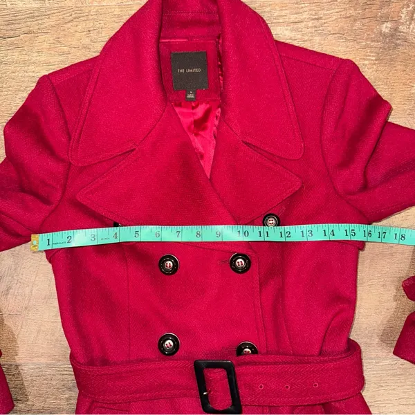 The Limited Red Wool Belted Pea Coat - Image 14