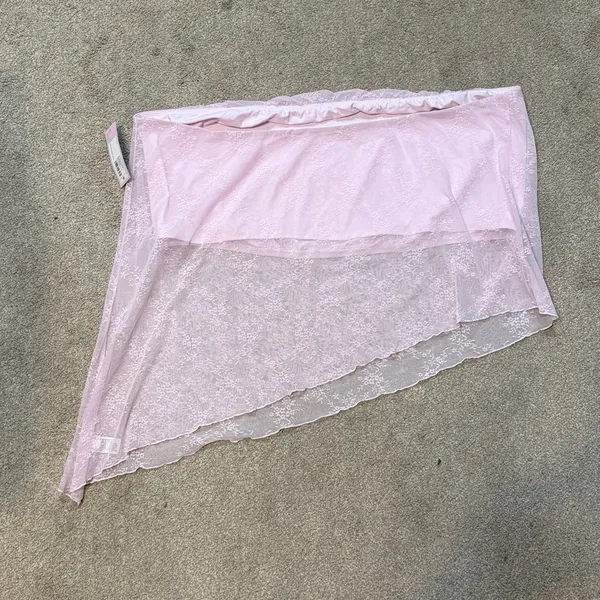 Wild Fable Light Pink Asymmetrical Lace Overlay Tube Top Size 4X - Image 3
