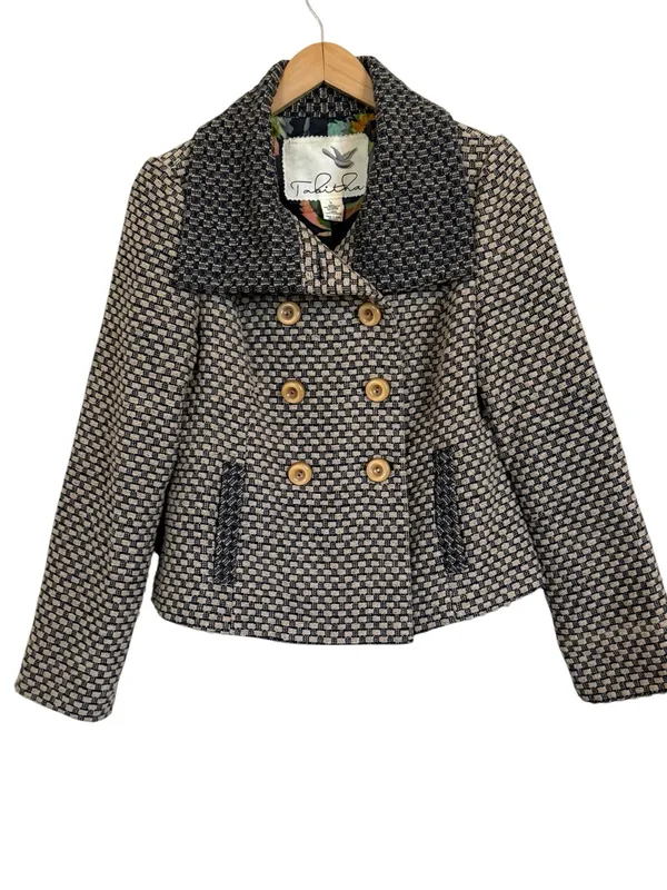 Anthropologie Tabitha Women’s Ottawa Pea Coat Double Breasted Size Small Wool - Image 3