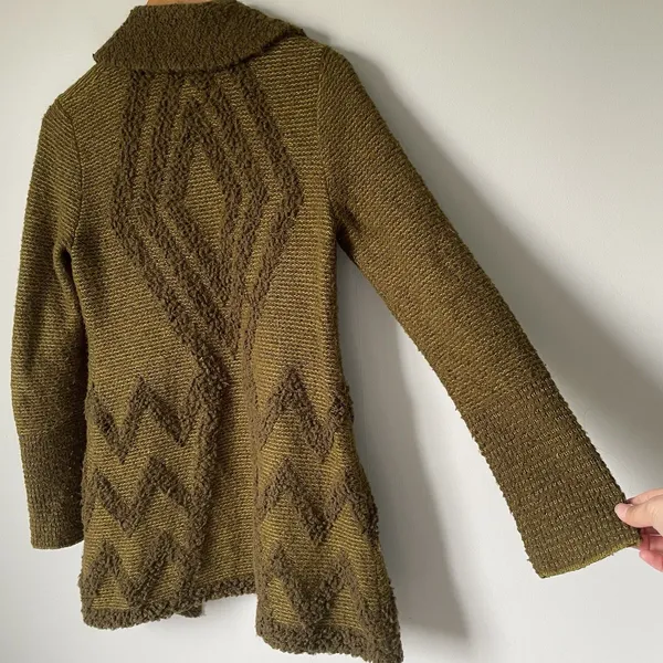 Anthropologie Angel of the North Equinox Wool Blend Cardigan Sweater Green Med. - Image 4