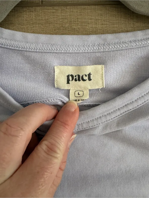 Pact Organic Cotton Open Back Relaxed Fit Lilac Casual Sweater Large - Image 5