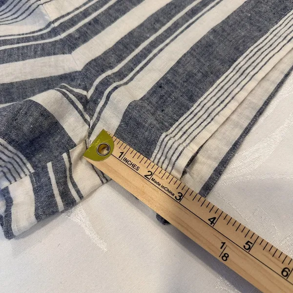MADEWELL Size-M Romper Perimeter Striped Linen Blend Navy Blue Belted - Image 10