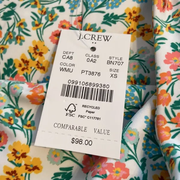 J. Crew Multicolor Floral Dress with shorts under it size XS brand new - Image 7