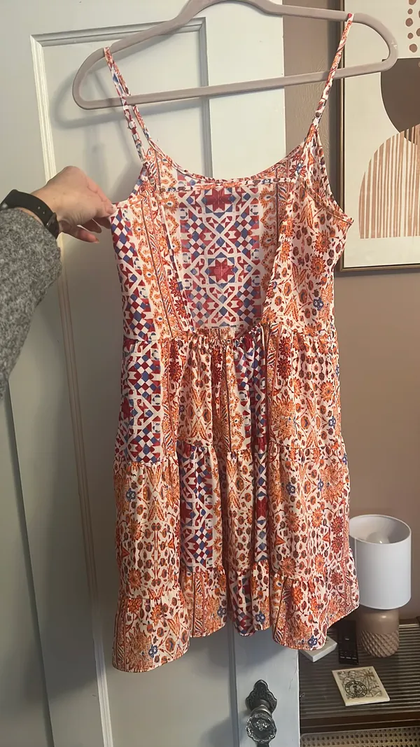 Backless Printed Sundress Orange - Image 2