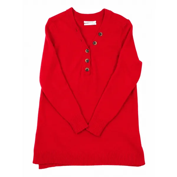 Anthropologie Red Button Front Tunic Sweater Womens M Long Sleeve Knit Top - Image 4