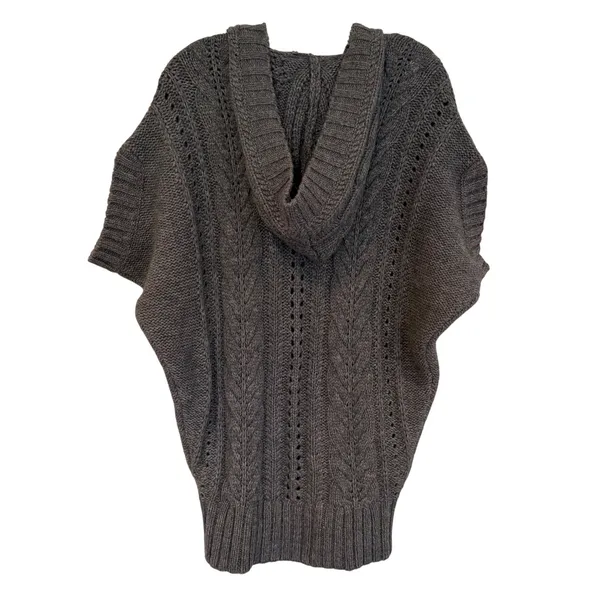 Vince Cable Knit‎ Hooded Wool Alpaca Sweater Women's XS Gray Chunky Boho Hippie - Image 4