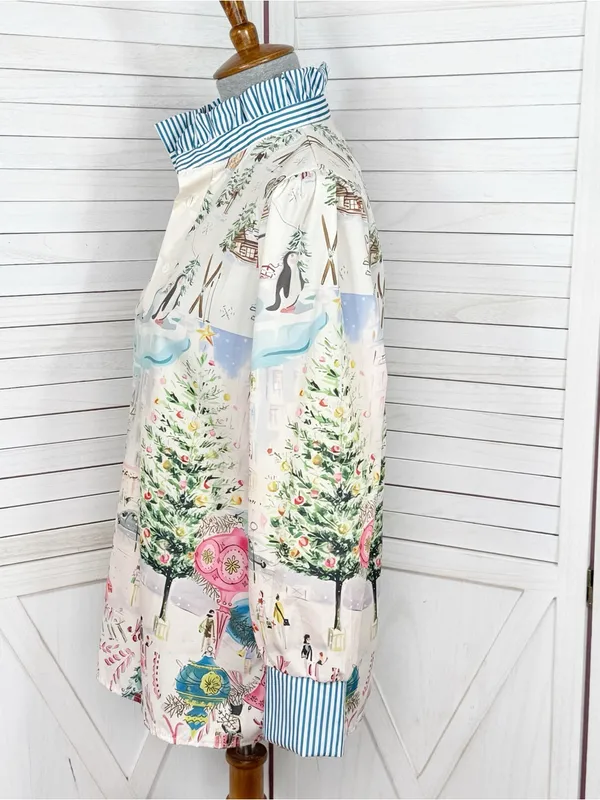 Cherry Betty Christmas Print Ruffle Collar Blouse Cream Pastel Small Cottagecore - Image 2