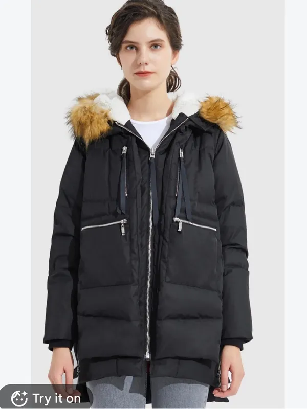 Orolay Black Bubble Puffer Duck Down Jacket Coat w/Faux Fur Hood Sz XL NWT - Image 2