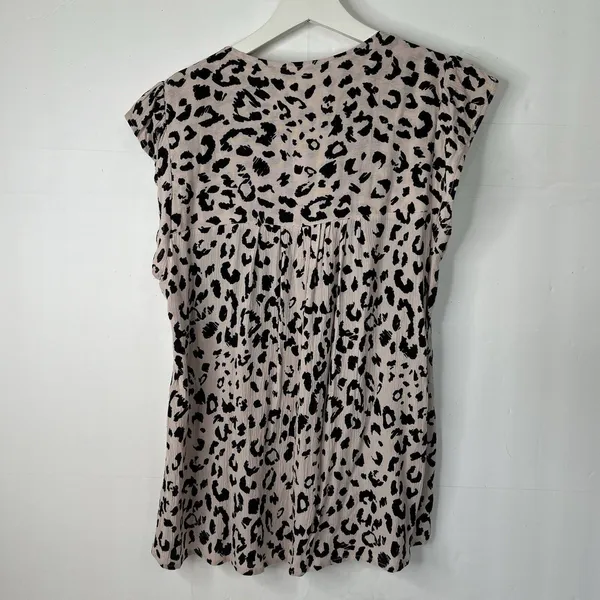 Savanna Jane Size L Blouse Leopard Print Embroidered Floral Top Boho Women's - Image 9