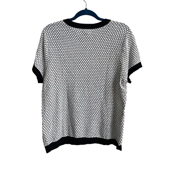 Maison Jules Sweater Top Womens XL Black White Honeycomb Mod‎ Textured Crew Neck - Image 5