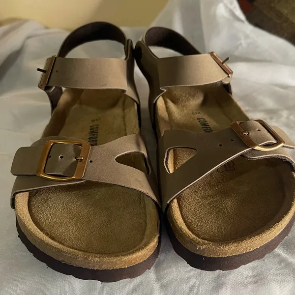 Brown Suede Sandals with Buckle Size 6 - Image 2