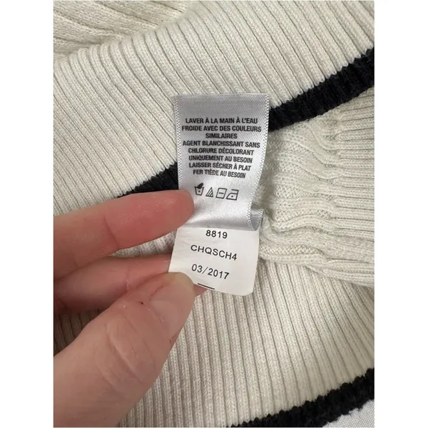 Aeropostale Ribbed Sweater Cream Black Trim Cropped Preppy‎ Minimalist Size L - Image 8