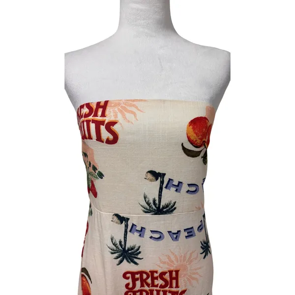 Anthropologie Paper Heart Fresh Fruits Maxi Dress Womens 4 Tropical Linen Blend‎ - Image 3