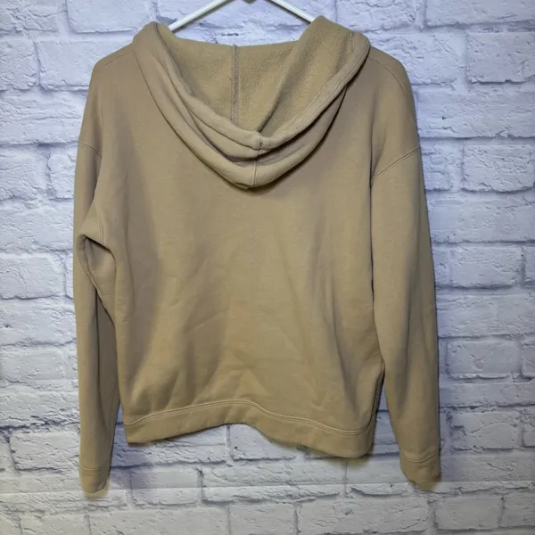 TOPSHOP Hoodie Quarter Zip Hooded Sweatshirt Tan Size 0-2 - Image 7