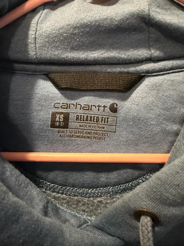 Carhartt Light Blue Crewneck Hoodie with Pink Logo Accents - Image 3