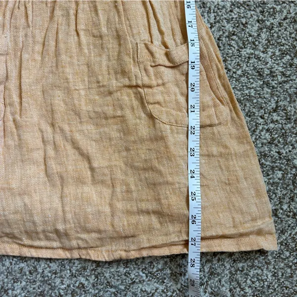 🦋Linen Blend Yellow Tan Sleeveless Mini Dress Casual Summer Neutral XS - Image 5