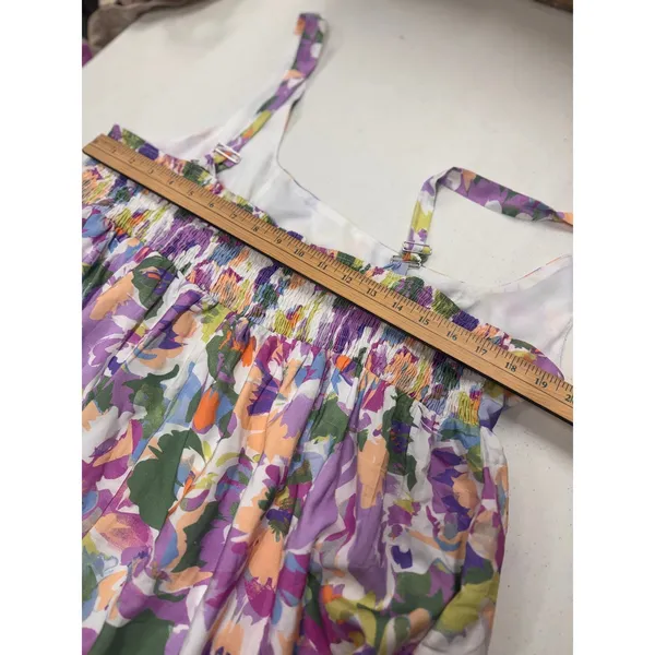 And The Why Floral Smocked Back Mini Dress Romper Skort Purple Orange 1XL NWT - Image 8