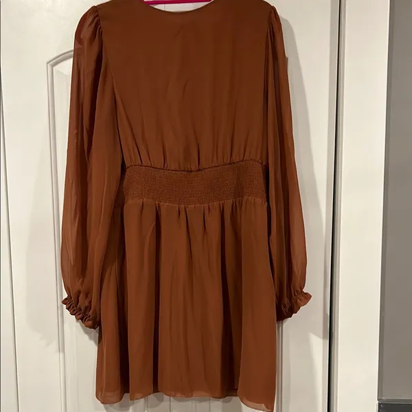 Wilfred Aritzia Brown Sheath‎ Dress with V-Neck Long Sleeves XL - Image 8
