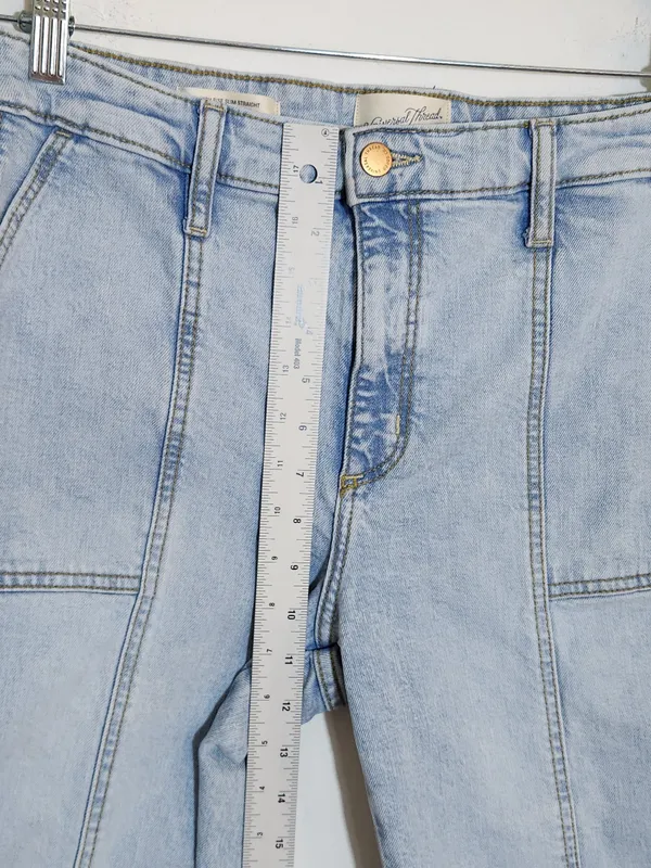 Universal Thread Light Wash High Rise Slim Straight Ankle Jeans Size 12 Flaw - Image 8