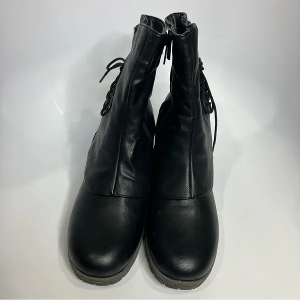 Muk Luks Lucy Lillith black faux‎ leather boots women’s size 10 zipper closure - Image 3