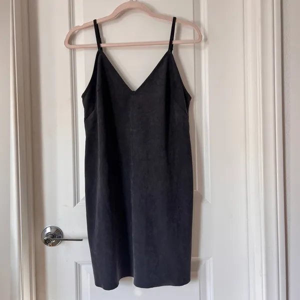 Aritzia Wilfred Gray Vivienne Suede Camisole Slip Mini Dress‎ Women’s Medium - Image 2