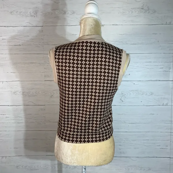Urban Romantics Y2K Argyle Vest Women’s M Brown Preppy Retro Lightweight Academia - Image 6