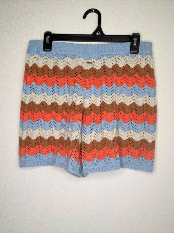 Rip Curl Women's Santorini Sun Crochet Shorts Striped Crochet Knit High-Waist - Image 3