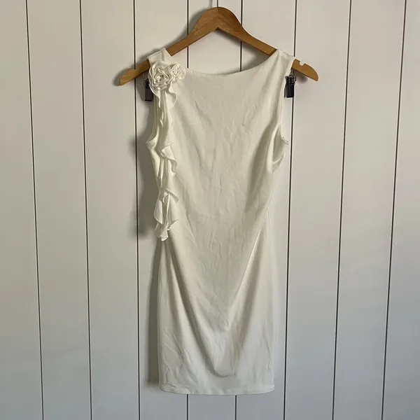 Meshki Bronte Backless Rose Mini Dress White - Image 5